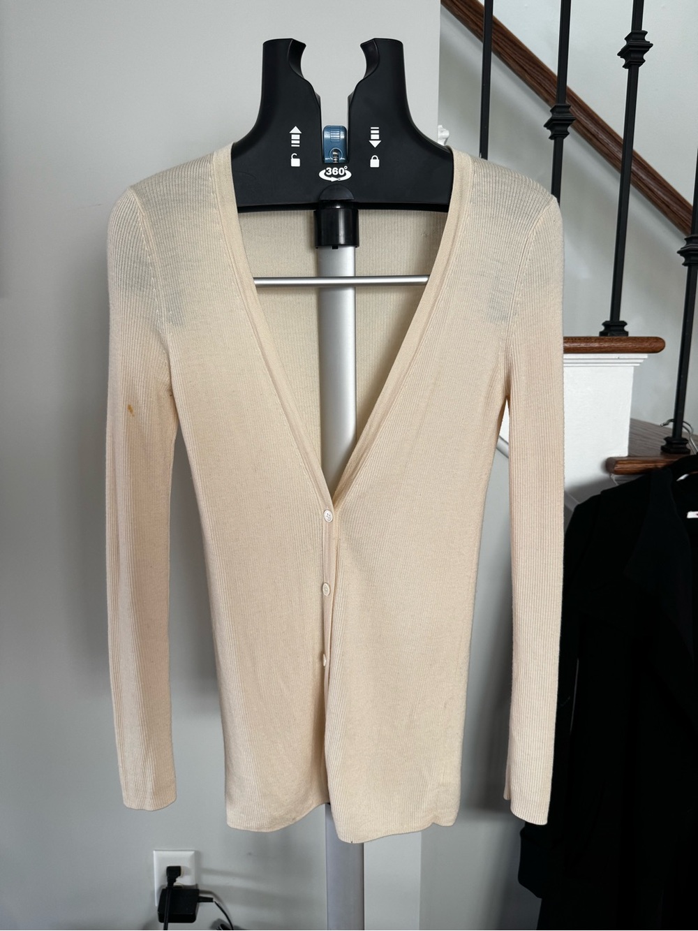 Theory Long Wool Cardigan Coatigan Sweater Cream Size S